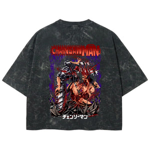 Playera streetwear premium de anime y gaming ExtraLife MX, corte boxy deluxe mineral wash heavyweight en color Acid Wash, moda urbana mexicana de culto.