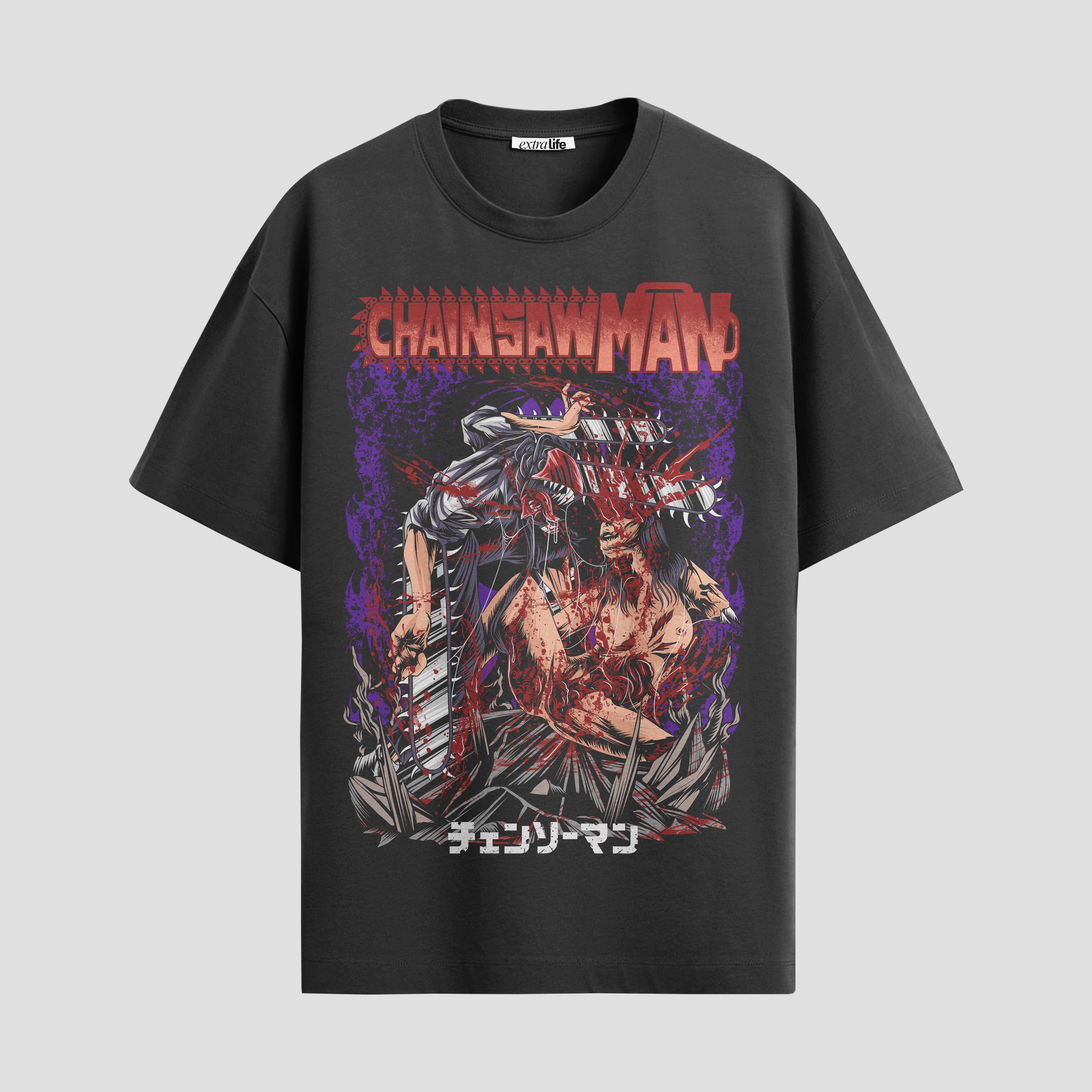 Playera urbana de anime y gaming ExtraLife MX, corte Standard Fit unisex ligero y transpirable en color Deep Black y Pure White, ropa de uso diario para gym y casual.