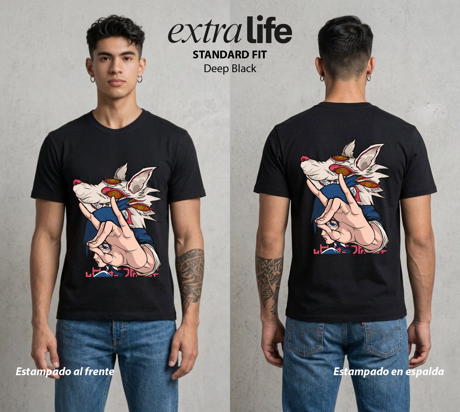 El Contrato Infernal | El Contrato con la Muerte #00373 - Playera Standard Fit | Deep Black - Foto en modelo