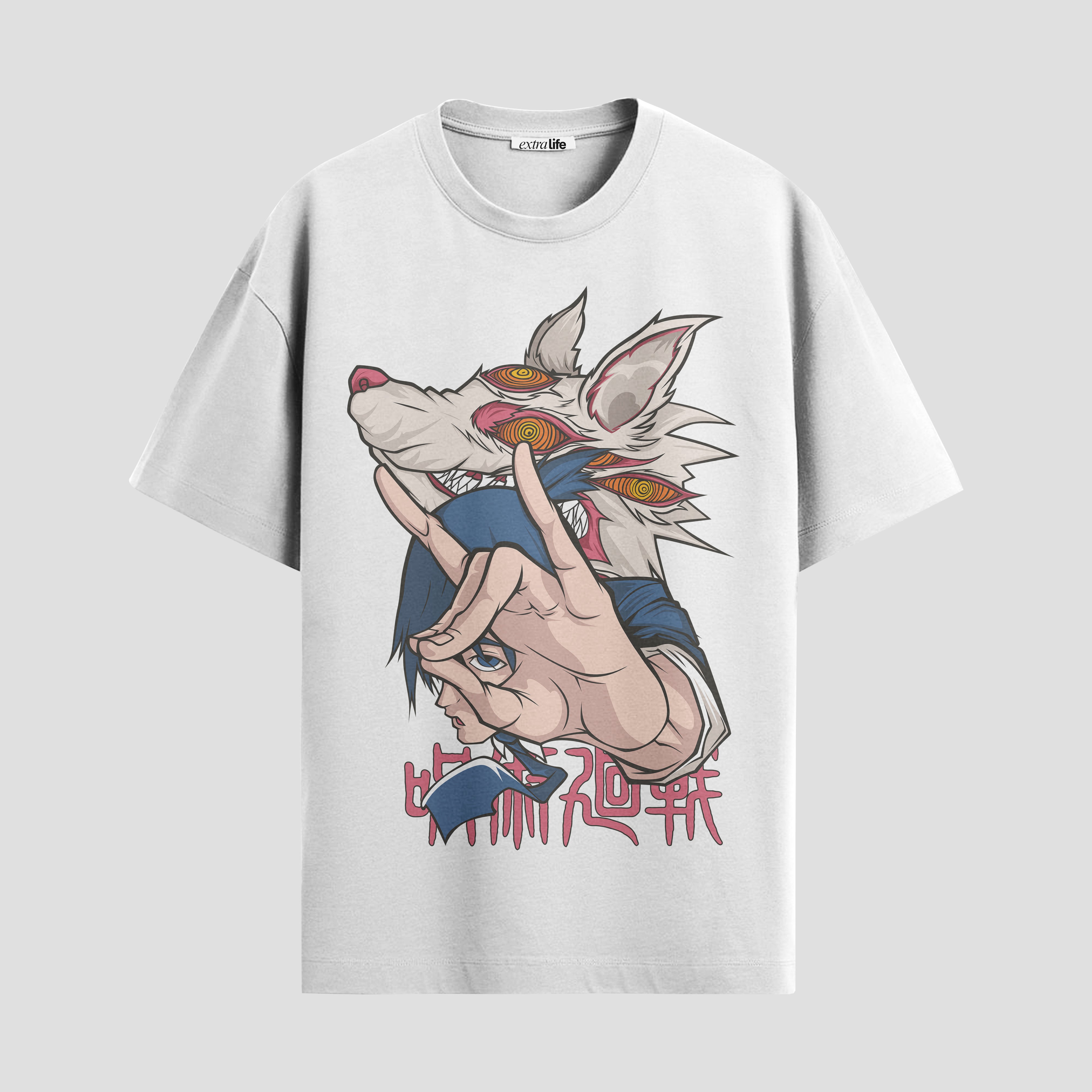 Playera urbana de anime y gaming ExtraLife MX, corte Standard Fit unisex ligero y transpirable en color Deep Black y Pure White, ropa de uso diario para gym y casual.