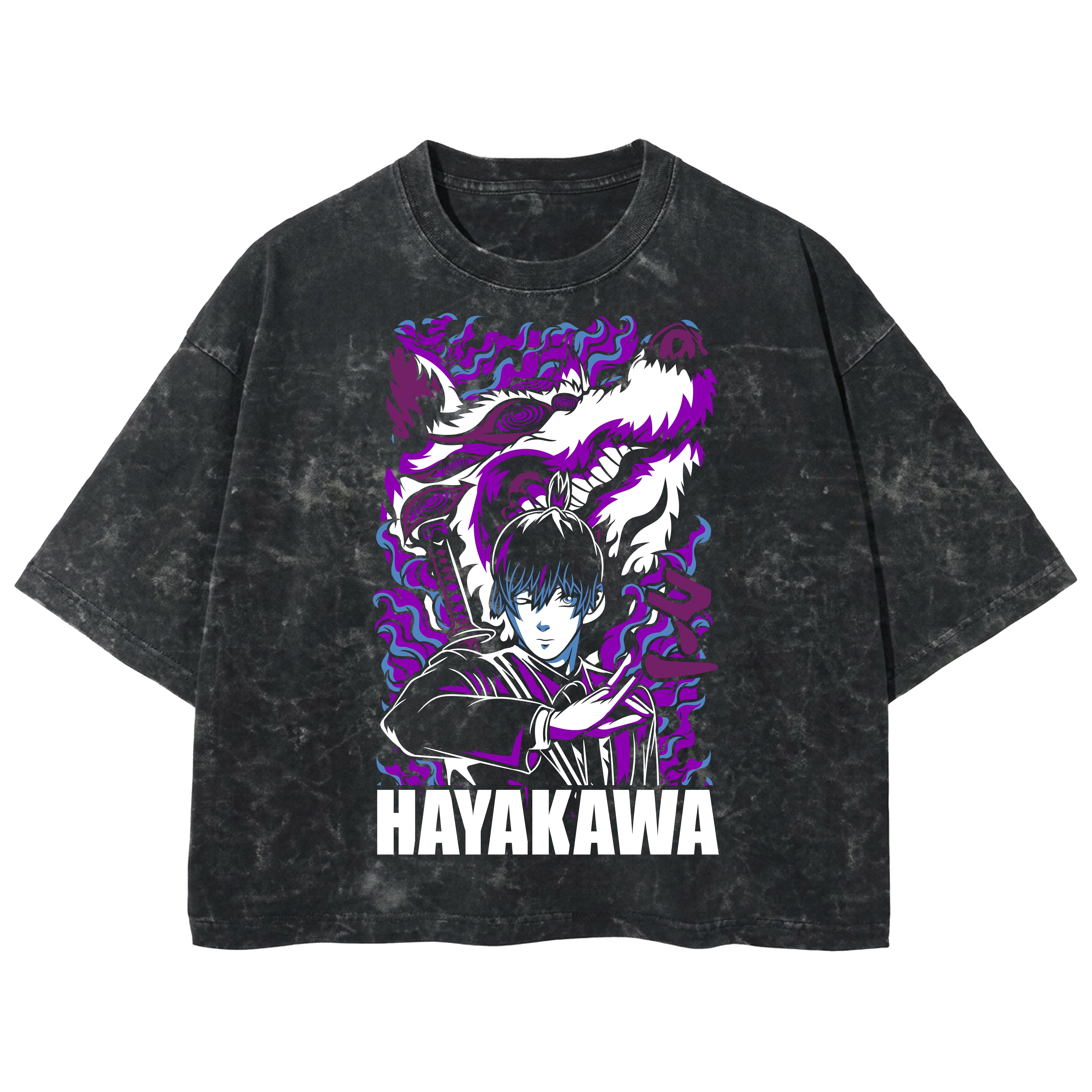 Playera streetwear premium de anime y gaming ExtraLife MX, corte boxy deluxe mineral wash heavyweight en color Acid Wash, moda urbana mexicana de culto.
