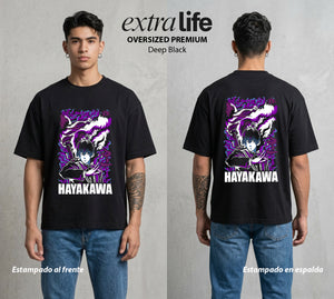 El Contrato Infernal | El Samurai del Futuro #00374 - Playera Oversized Premium | Deep Black - Foto en modelo