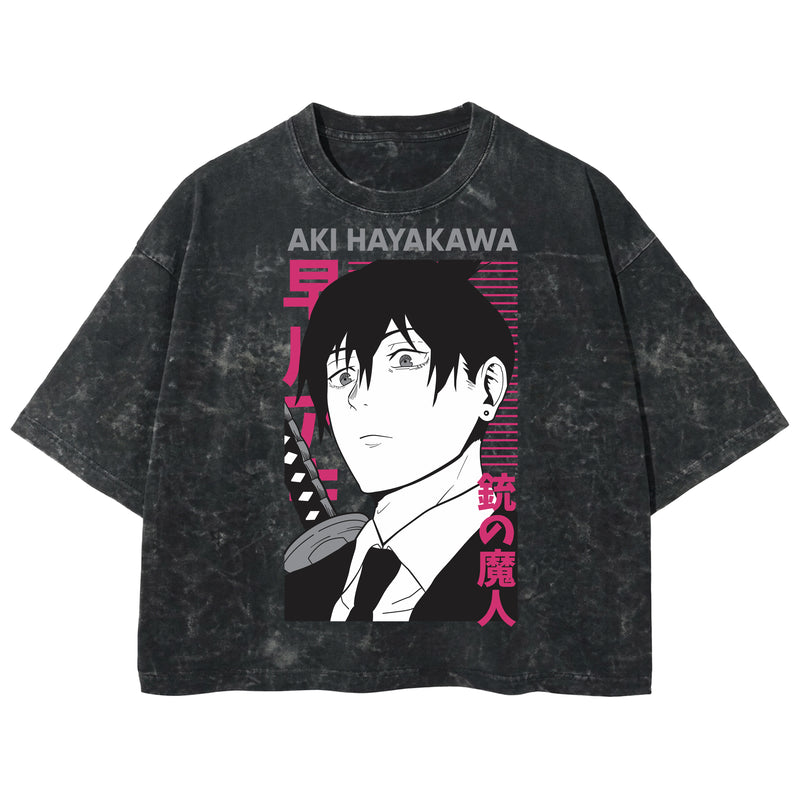 Playera streetwear premium de anime y gaming ExtraLife MX, corte boxy deluxe mineral wash heavyweight en color Acid Wash, moda urbana mexicana de culto.