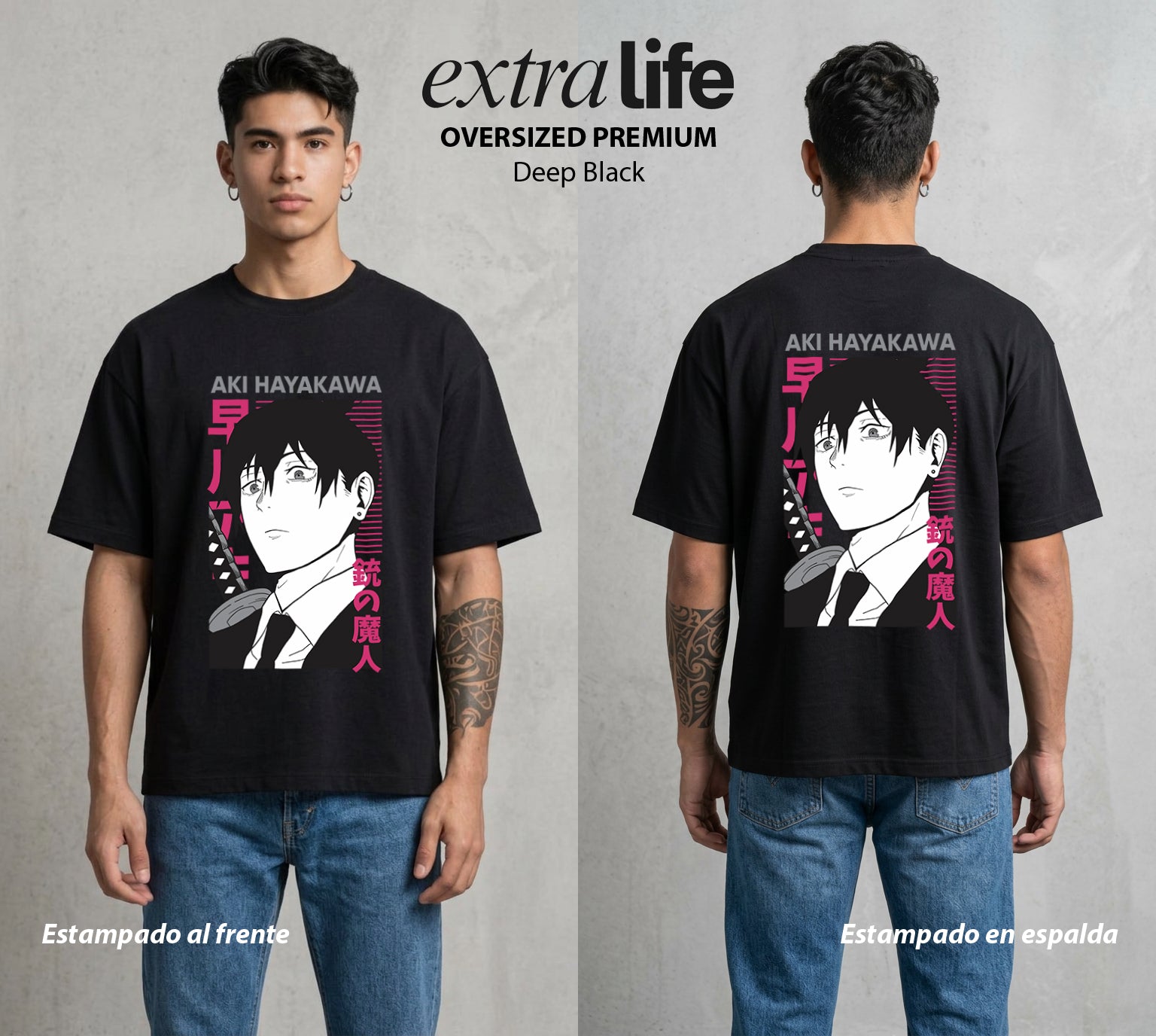 El Contrato Infernal | El Que Todo Sacrifica #00375 - Playera Oversized Premium | Deep Black - Foto en modelo