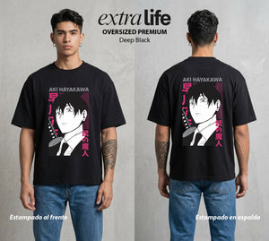 El Contrato Infernal | El Que Todo Sacrifica #00375 - Playera Oversized Premium | Deep Black - Foto en modelo