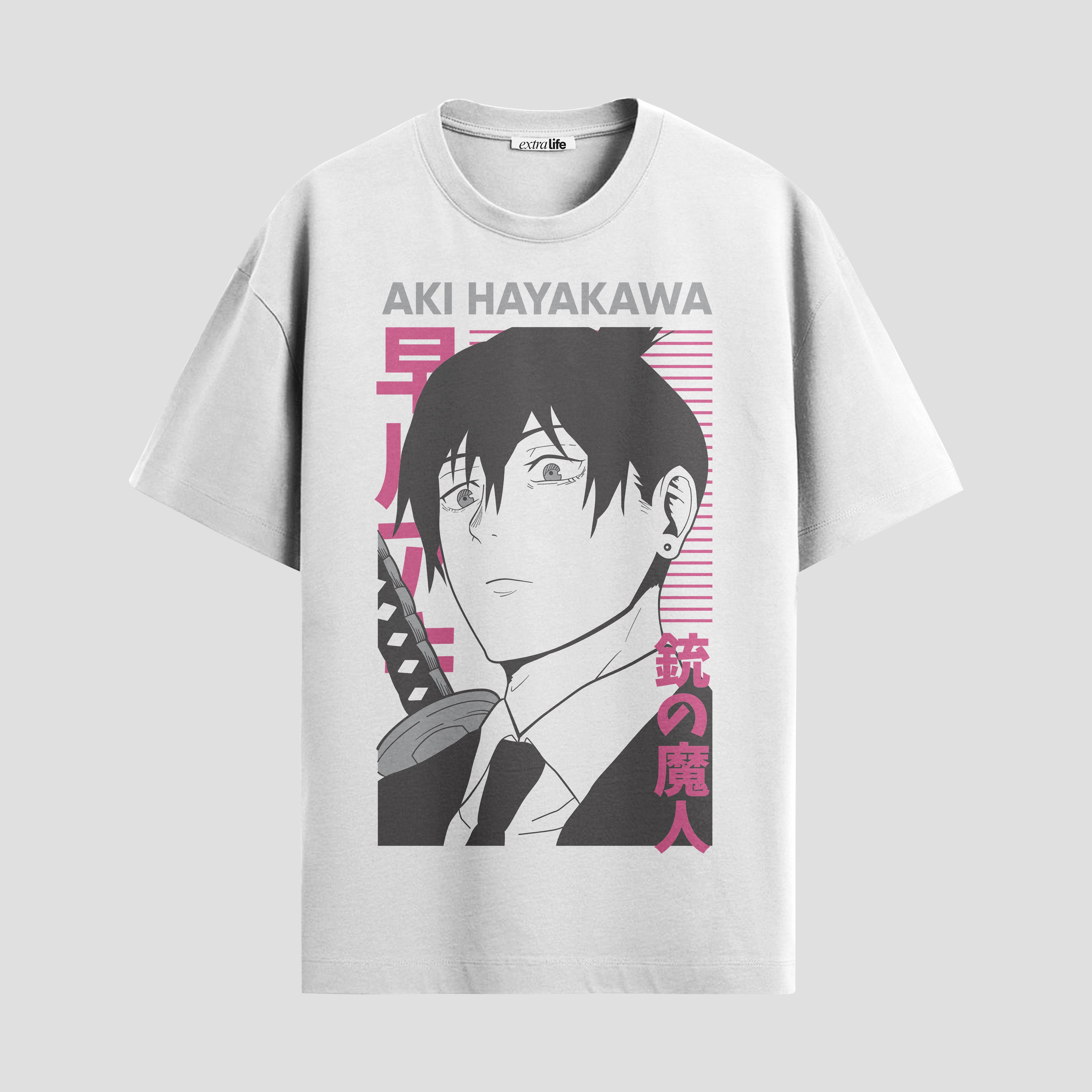 Playera urbana de anime y gaming ExtraLife MX, corte Standard Fit unisex ligero y transpirable en color Deep Black y Pure White, ropa de uso diario para gym y casual.