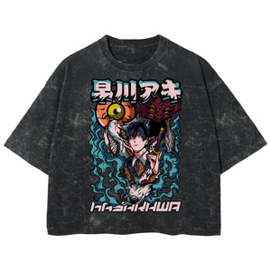 Playera streetwear premium de anime y gaming ExtraLife MX, corte boxy deluxe mineral wash heavyweight en color Acid Wash, moda urbana mexicana de culto.