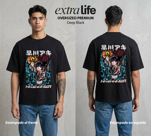 El Contrato Infernal | Cigarrillo y Deber #00376 - Playera Oversized Premium | Deep Black - Foto en modelo