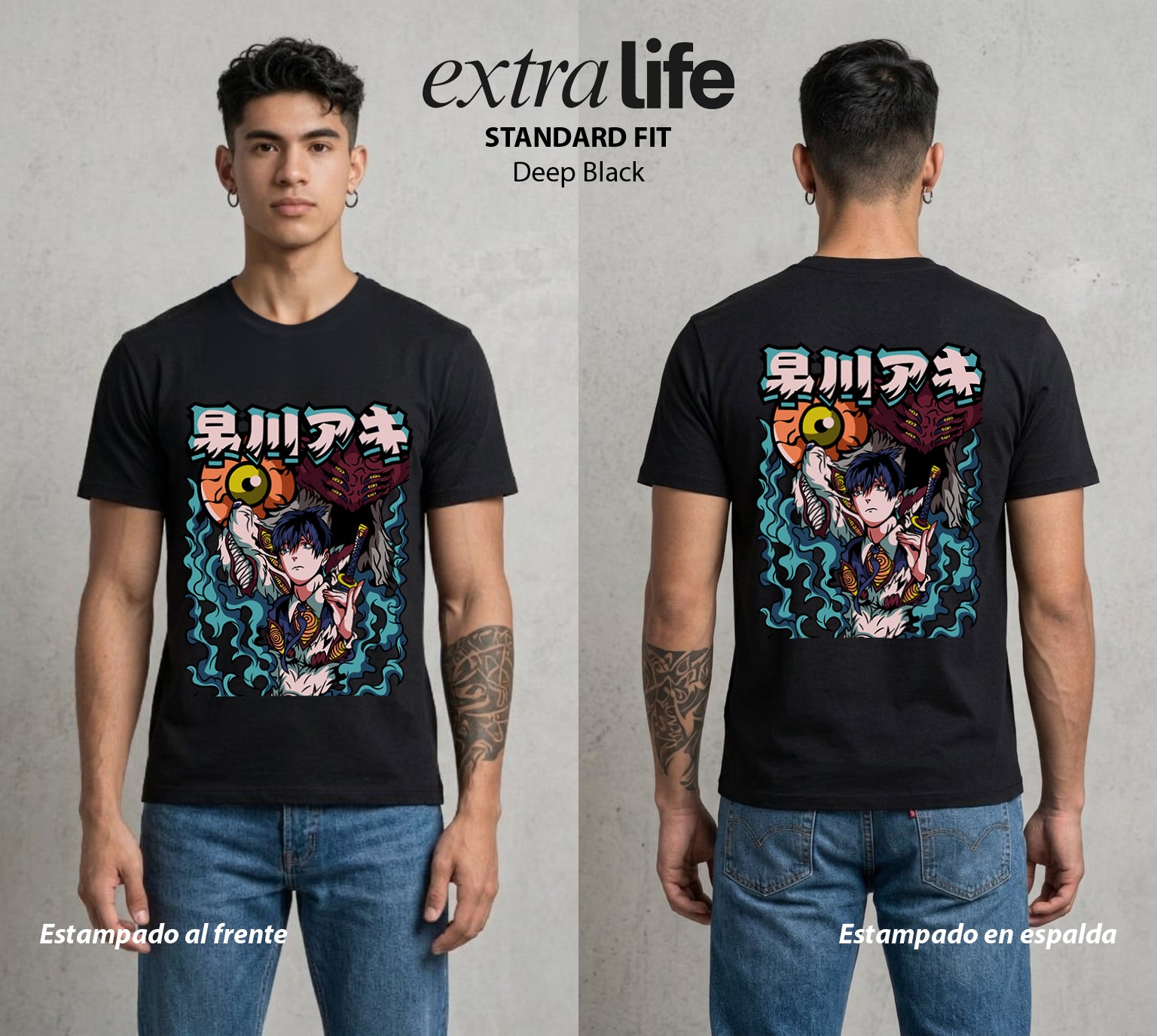 El Contrato Infernal | Cigarrillo y Deber #00376 - Playera Standard Fit | Deep Black - Foto en modelo