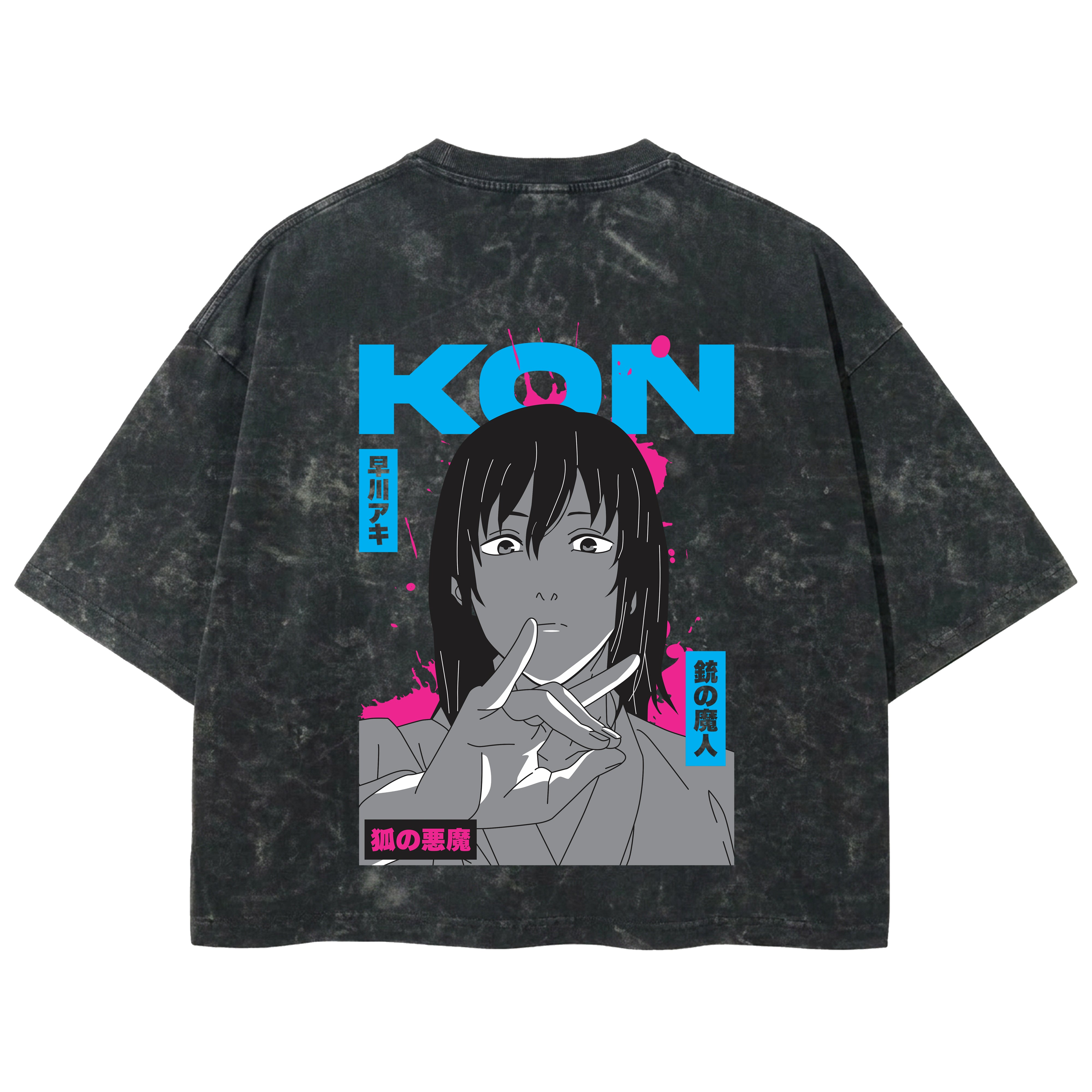 Playera streetwear premium de anime y gaming ExtraLife MX, corte boxy deluxe mineral wash heavyweight en color Acid Wash, moda urbana mexicana de culto.