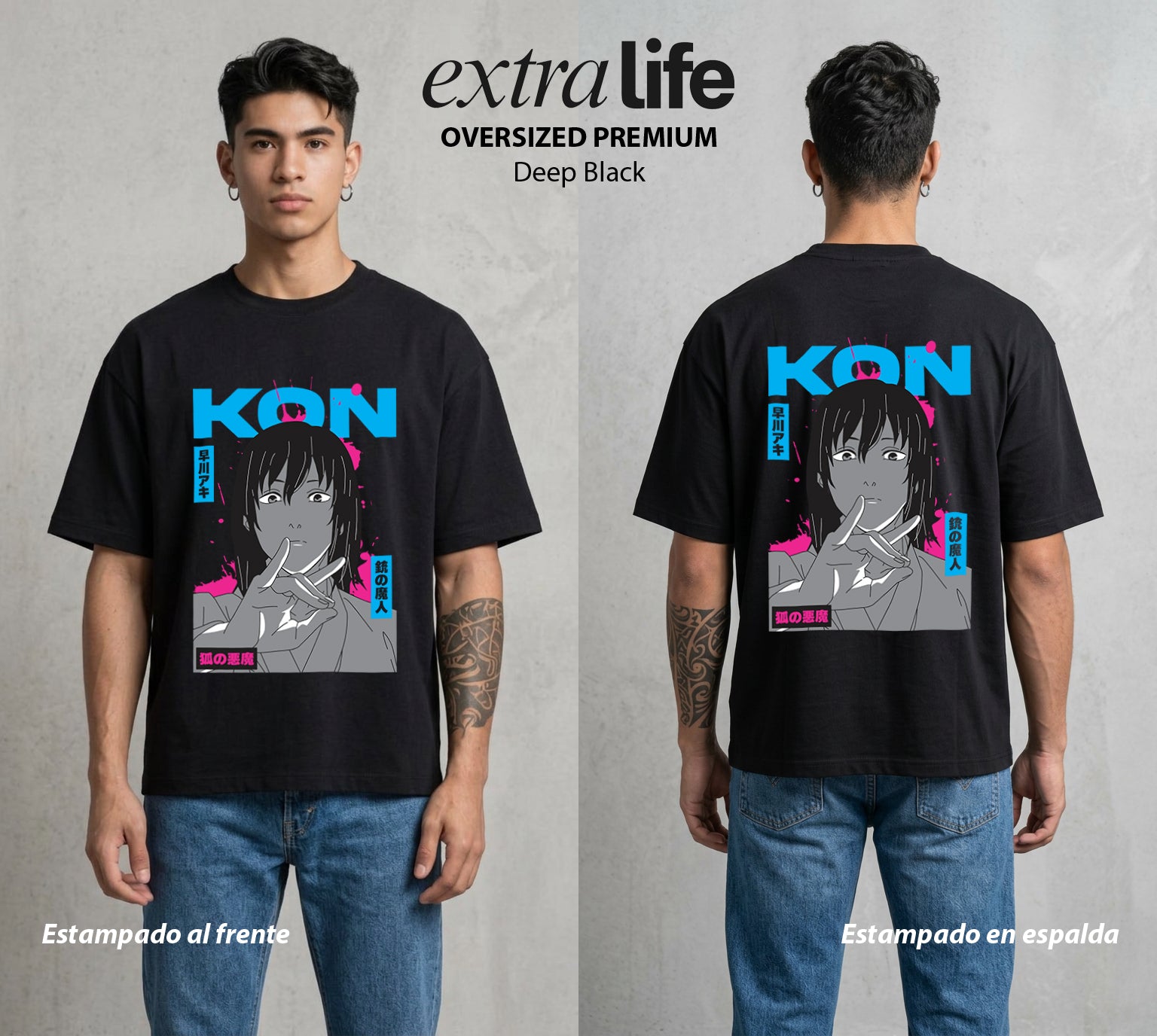 El Contrato Infernal | El Contrato con la Muerte #00377 - Playera Oversized Premium | Deep Black - Foto en modelo