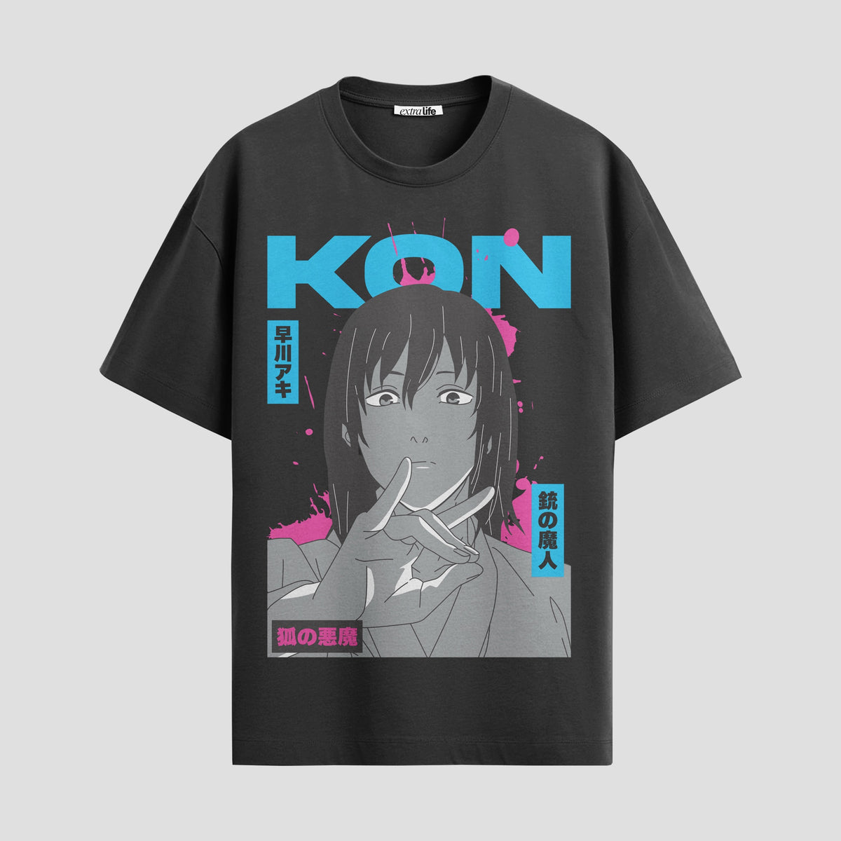 Playera urbana de anime y gaming ExtraLife MX, corte Classic Premium unisex ligero y transpirable en color Deep Black y Pure White, ropa de uso diario para gym y casual.