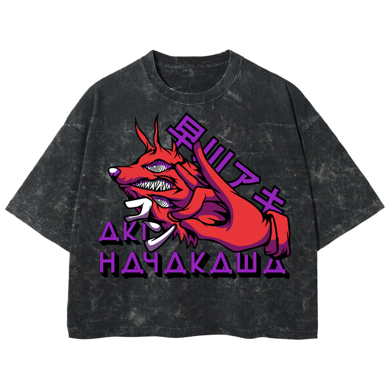 Playera streetwear premium de anime y gaming ExtraLife MX, corte boxy deluxe mineral wash heavyweight en color Acid Wash, moda urbana mexicana de culto.