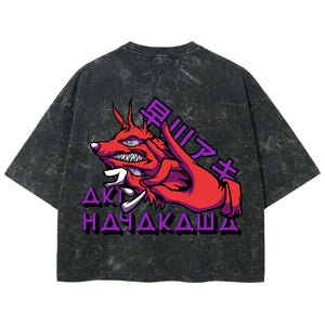 Playera streetwear premium de anime y gaming ExtraLife MX, corte boxy deluxe mineral wash heavyweight en color Acid Wash, moda urbana mexicana de culto.