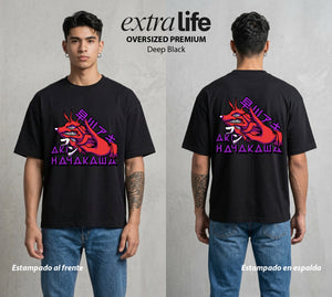 El Contrato Infernal | El Samurai del Futuro #00378 - Playera Oversized Premium | Deep Black - Foto en modelo
