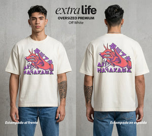 El Contrato Infernal | El Samurai del Futuro #00378 - Playera Oversized Premium | Off White - Foto en modelo