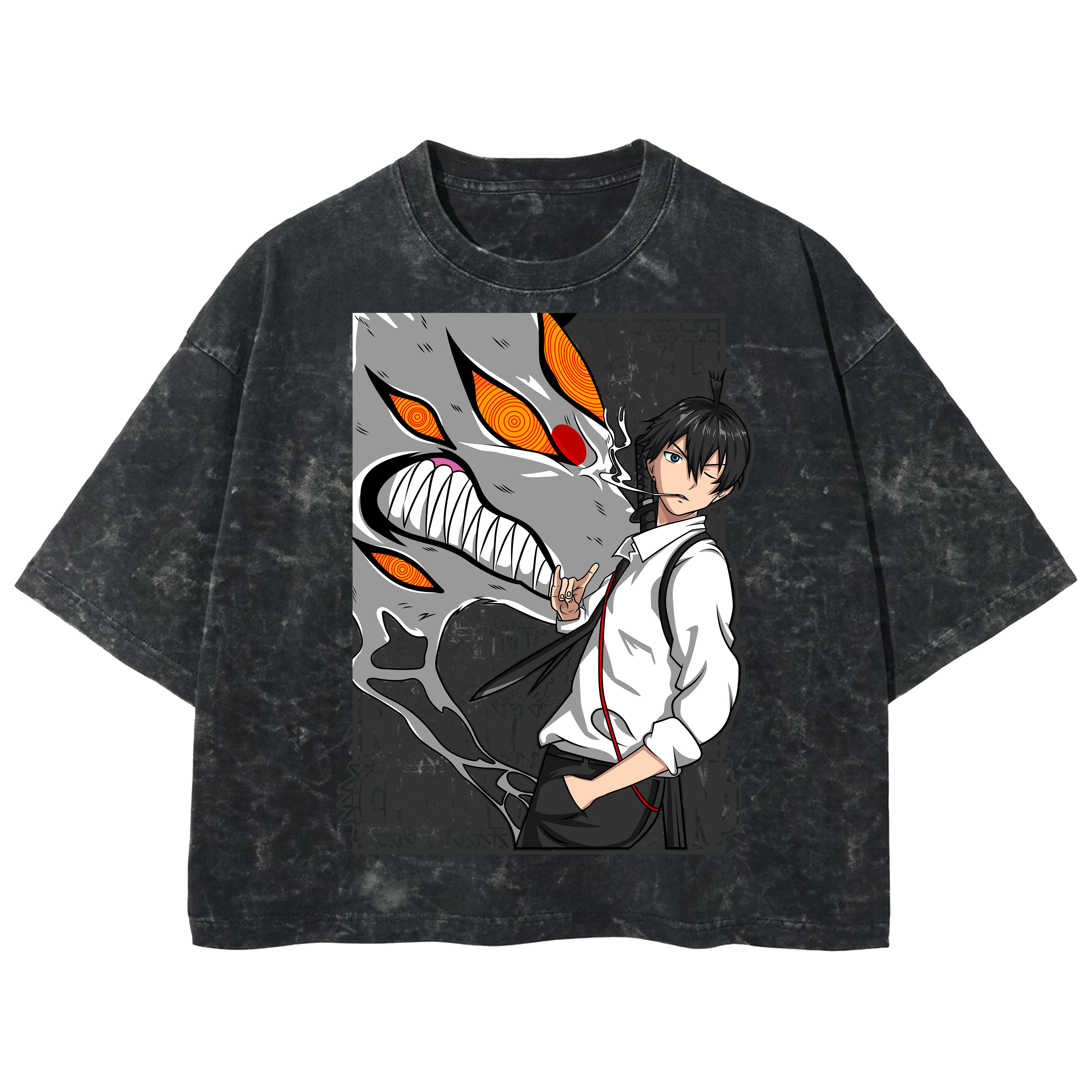 Playera streetwear premium de anime y gaming ExtraLife MX, corte boxy deluxe mineral wash heavyweight en color Acid Wash, moda urbana mexicana de culto.