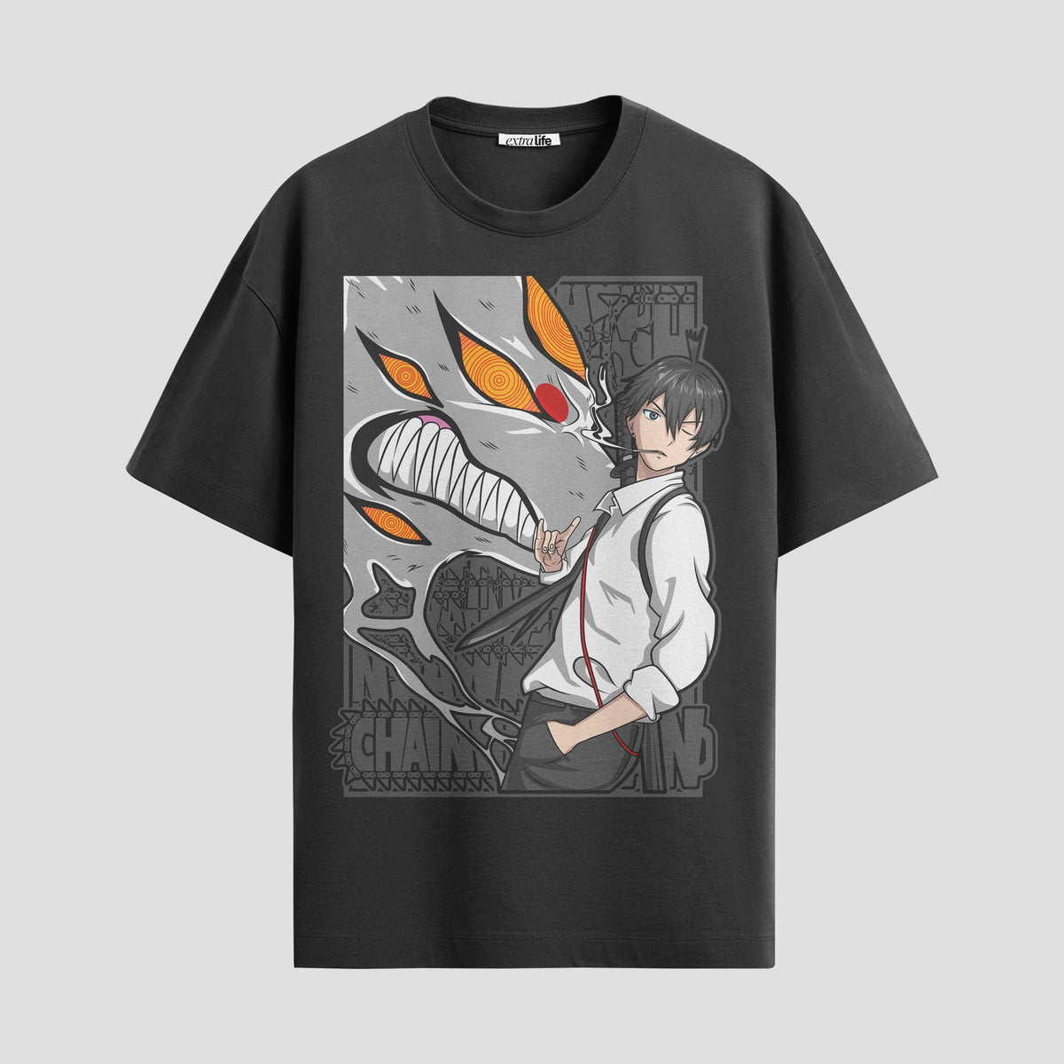 Playera urbana de anime y gaming ExtraLife MX, corte Classic Premium unisex ligero y transpirable en color Deep Black y Pure White, ropa de uso diario para gym y casual.