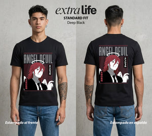 El Contrato Infernal | El Angel y el Diablo #00380 - Playera Standard Fit | Deep Black - Foto en modelo