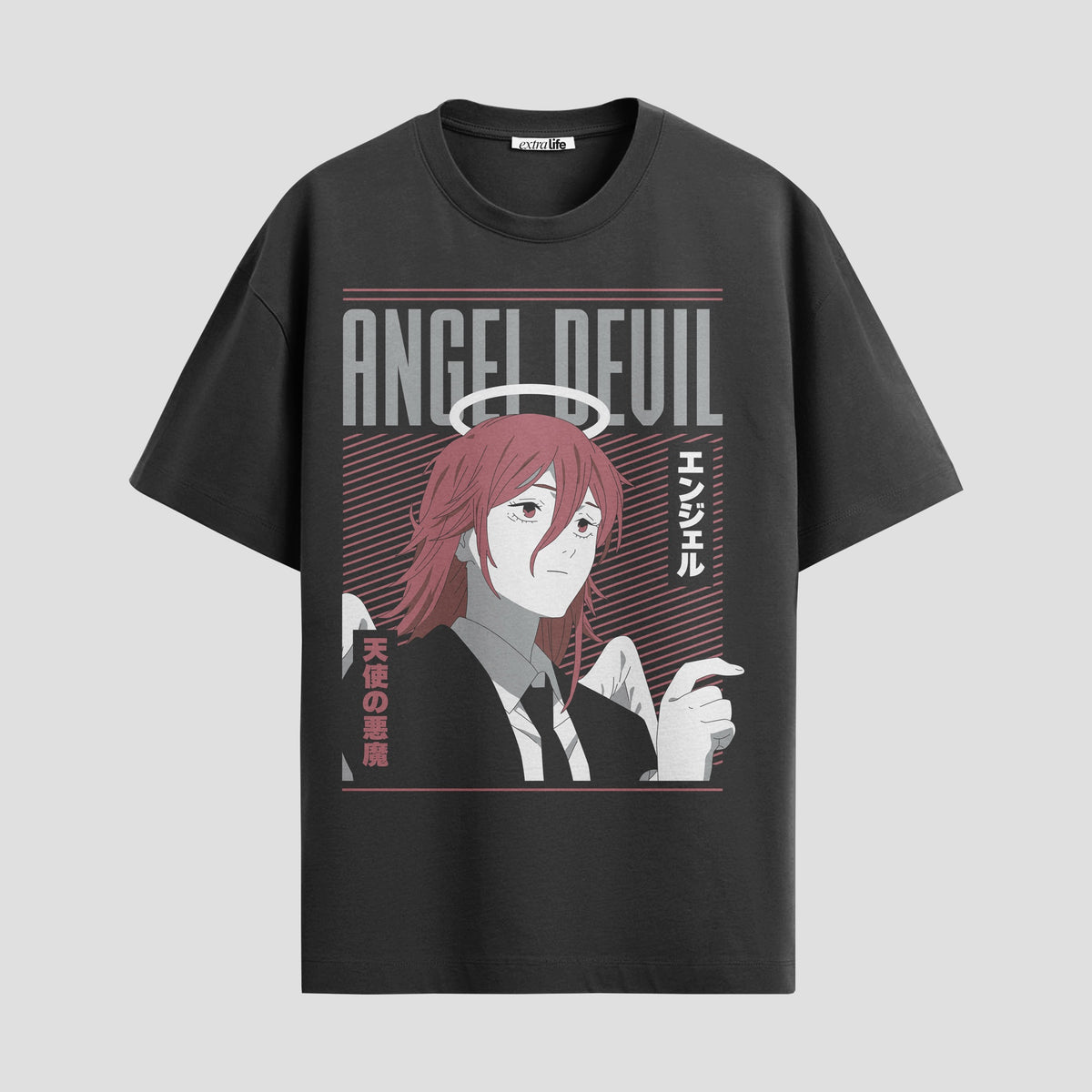 Playera urbana de anime y gaming ExtraLife MX, corte Classic Premium unisex ligero y transpirable en color Deep Black y Pure White, ropa de uso diario para gym y casual.