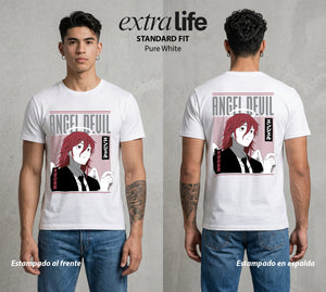 El Contrato Infernal | El Angel y el Diablo #00380 - Playera Standard Fit | Pure White - Foto en modelo