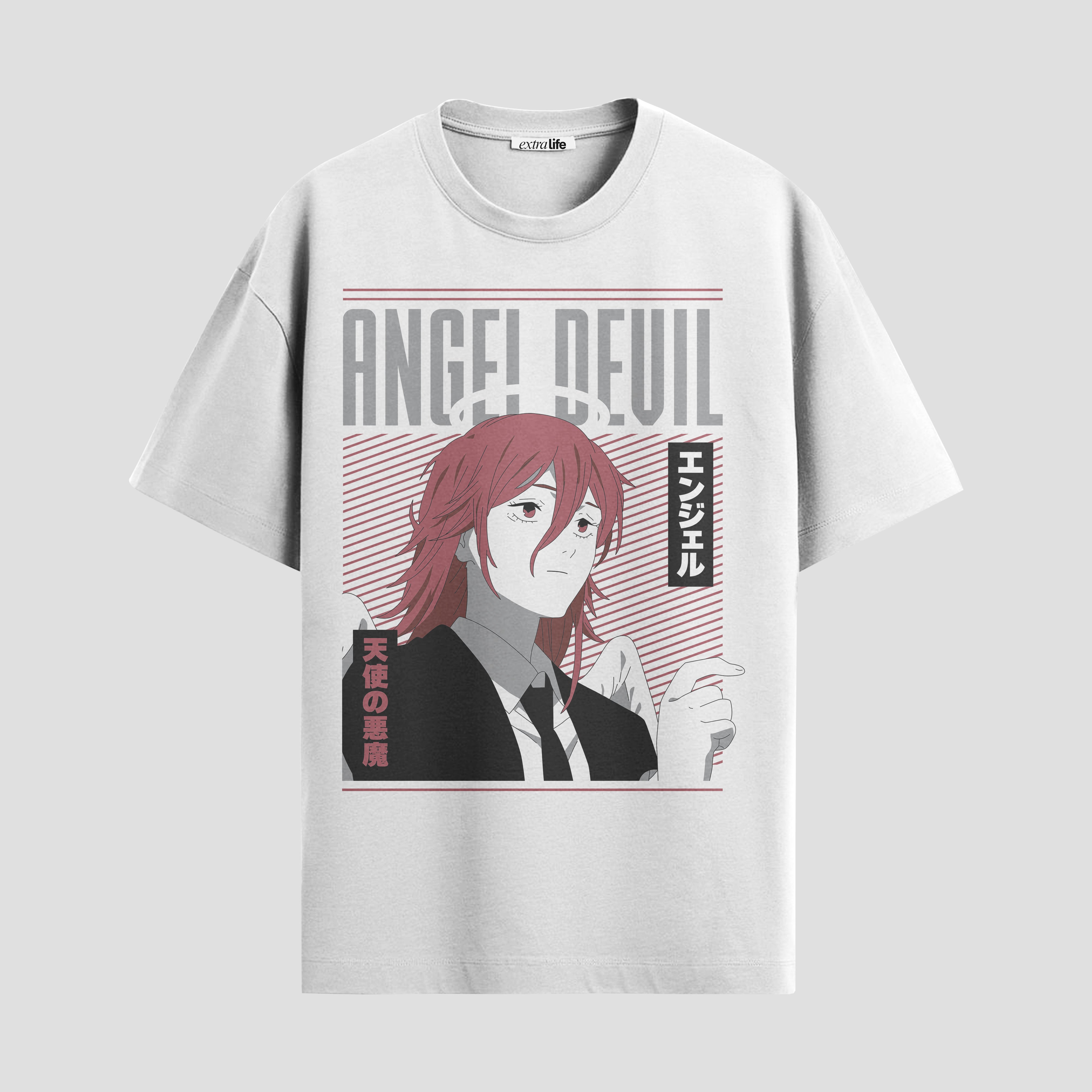 Playera urbana de anime y gaming ExtraLife MX, corte Standard Fit unisex ligero y transpirable en color Deep Black y Pure White, ropa de uso diario para gym y casual.