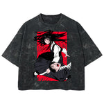 Playera streetwear premium de anime y gaming ExtraLife MX, corte boxy deluxe mineral wash heavyweight en color Acid Wash, moda urbana mexicana de culto.