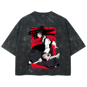 Playera streetwear premium de anime y gaming ExtraLife MX, corte boxy deluxe mineral wash heavyweight en color Acid Wash, moda urbana mexicana de culto.