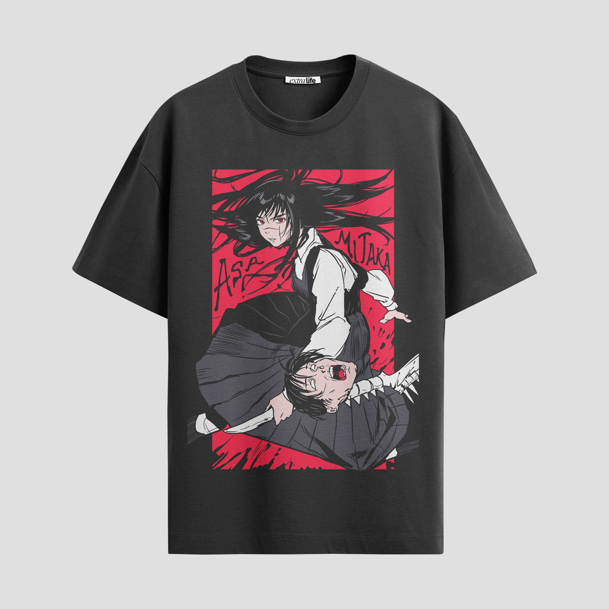 Playera urbana de anime y gaming ExtraLife MX, corte Classic Premium unisex ligero y transpirable en color Deep Black y Pure White, ropa de uso diario para gym y casual.