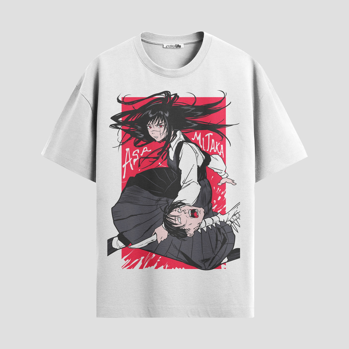 Playera urbana de anime y gaming ExtraLife MX, corte Classic Premium unisex ligero y transpirable en color Deep Black y Pure White, ropa de uso diario para gym y casual.