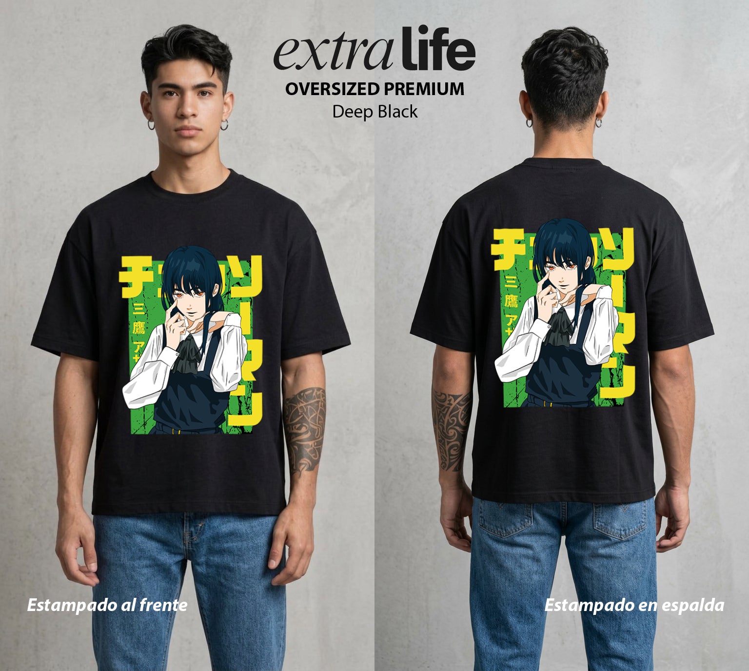 El Contrato Infernal | La Batalla del Alma #00382 - Playera Oversized Premium | Deep Black - Foto en modelo