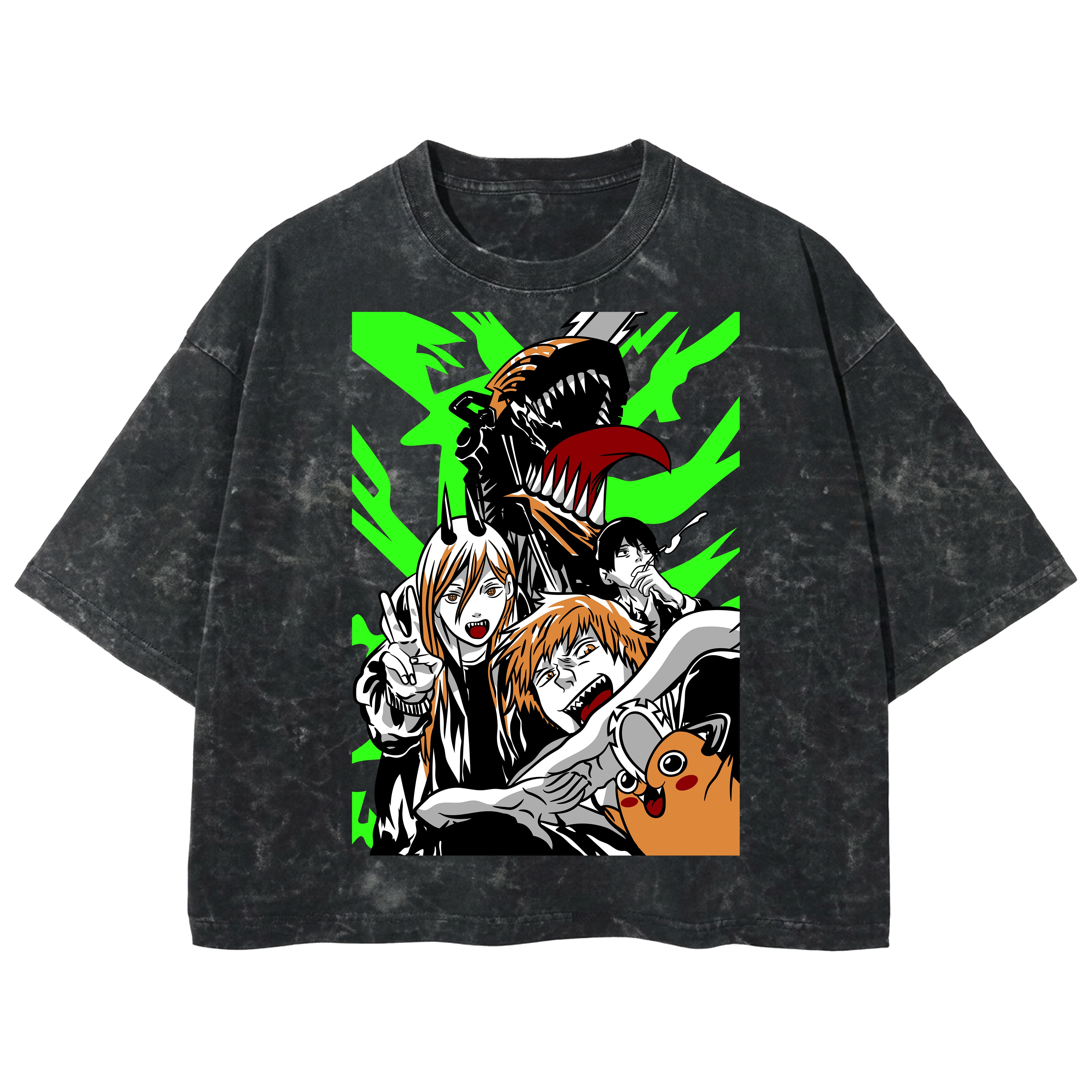 Playera streetwear premium de anime y gaming ExtraLife MX, corte boxy deluxe mineral wash heavyweight en color Acid Wash, moda urbana mexicana de culto.