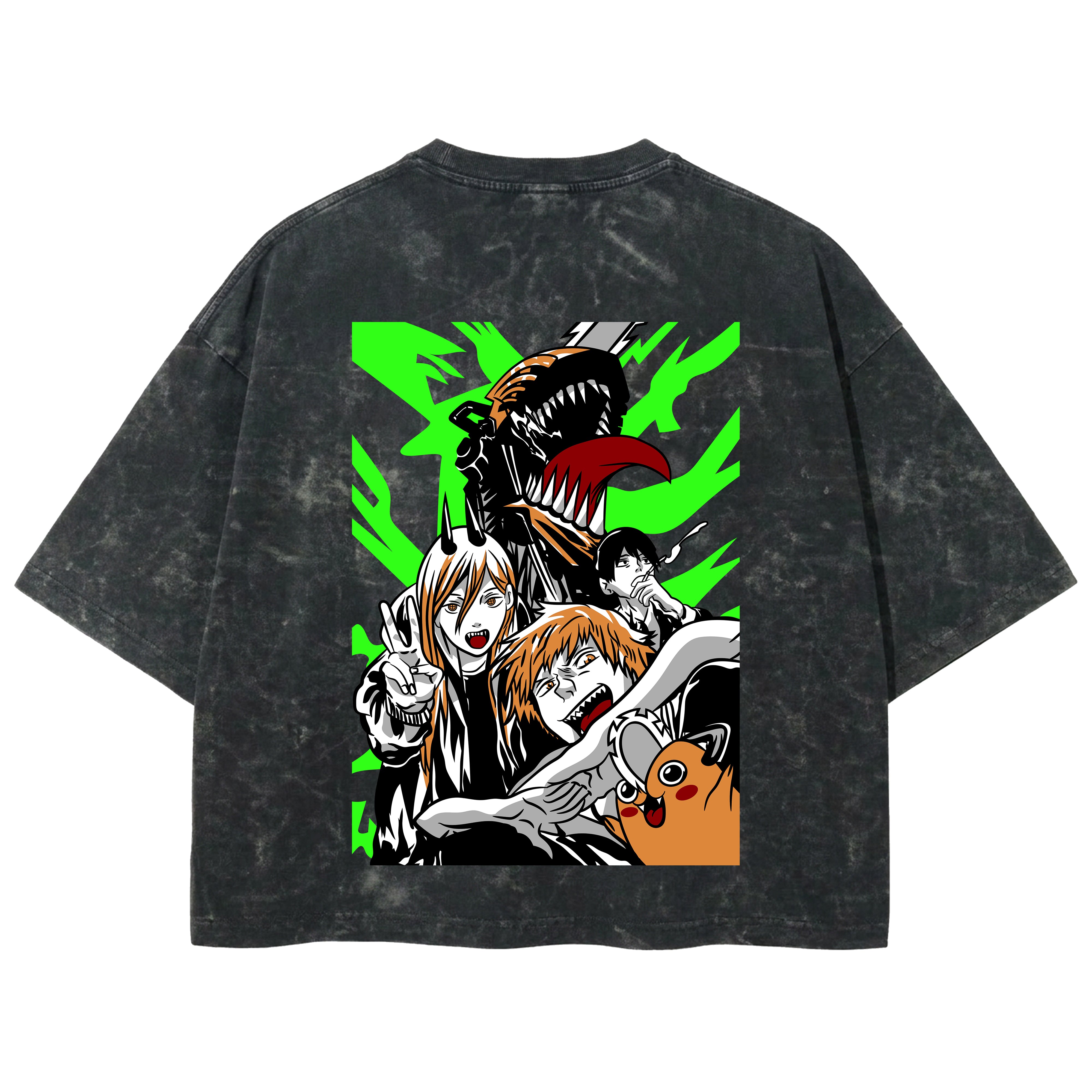 Playera streetwear premium de anime y gaming ExtraLife MX, corte boxy deluxe mineral wash heavyweight en color Acid Wash, moda urbana mexicana de culto.