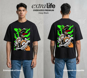 El Contrato Infernal | Los Cazadores de Demonios #00383 - Playera Oversized Premium | Deep Black - Foto en modelo
