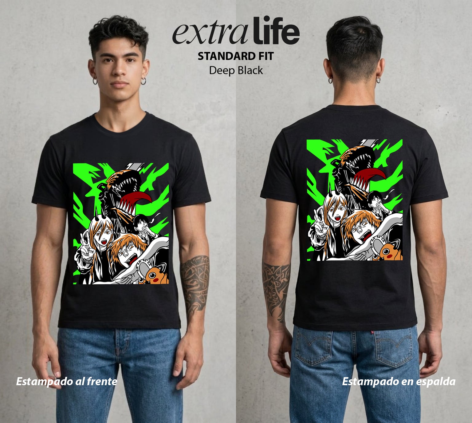 El Contrato Infernal | Los Cazadores de Demonios #00383 - Playera Standard Fit | Deep Black - Foto en modelo