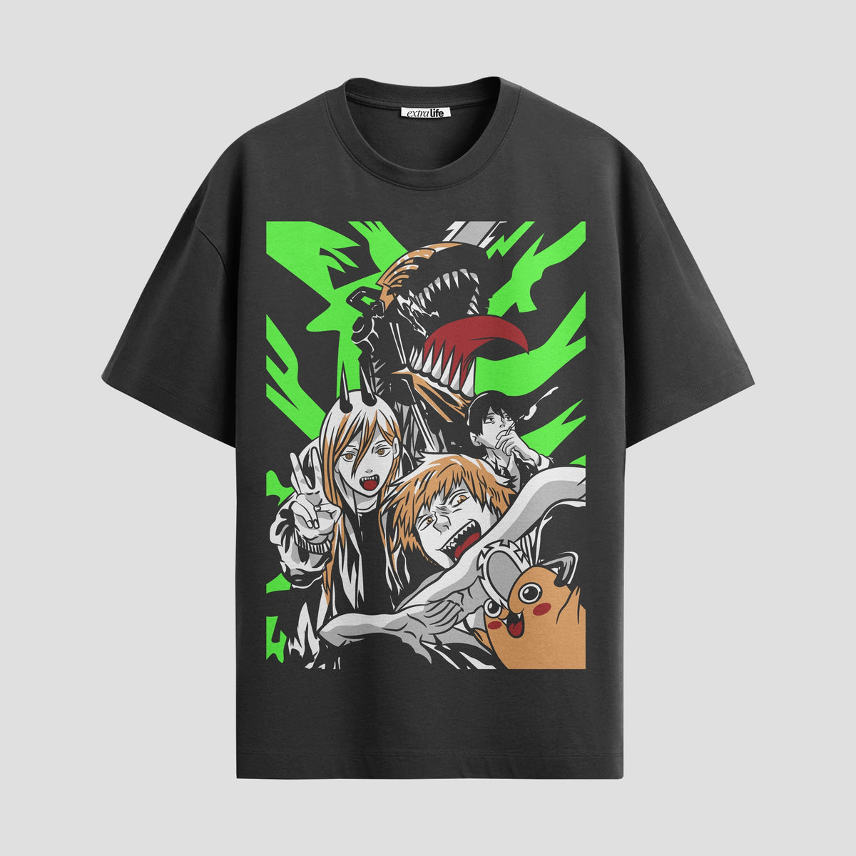 Playera urbana de anime y gaming ExtraLife MX, corte Classic Premium unisex ligero y transpirable en color Deep Black y Pure White, ropa de uso diario para gym y casual.