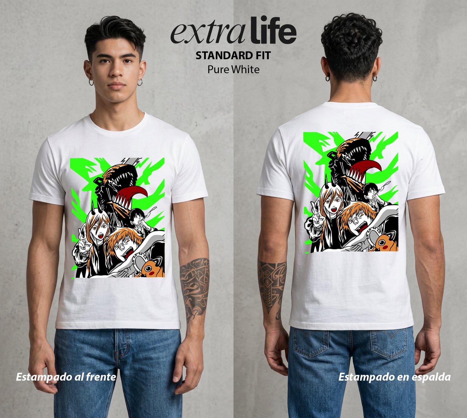 El Contrato Infernal | Los Cazadores de Demonios #00383 - Playera Standard Fit | Pure White - Foto en modelo