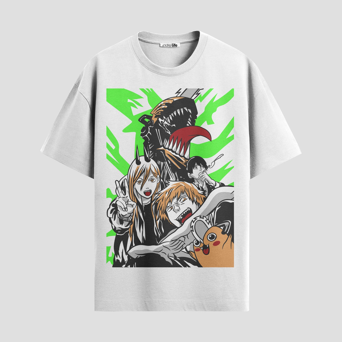 Playera urbana de anime y gaming ExtraLife MX, corte Classic Premium unisex ligero y transpirable en color Deep Black y Pure White, ropa de uso diario para gym y casual.