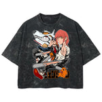 Playera streetwear premium de anime y gaming ExtraLife MX, corte boxy deluxe mineral wash heavyweight en color Acid Wash, moda urbana mexicana de culto.