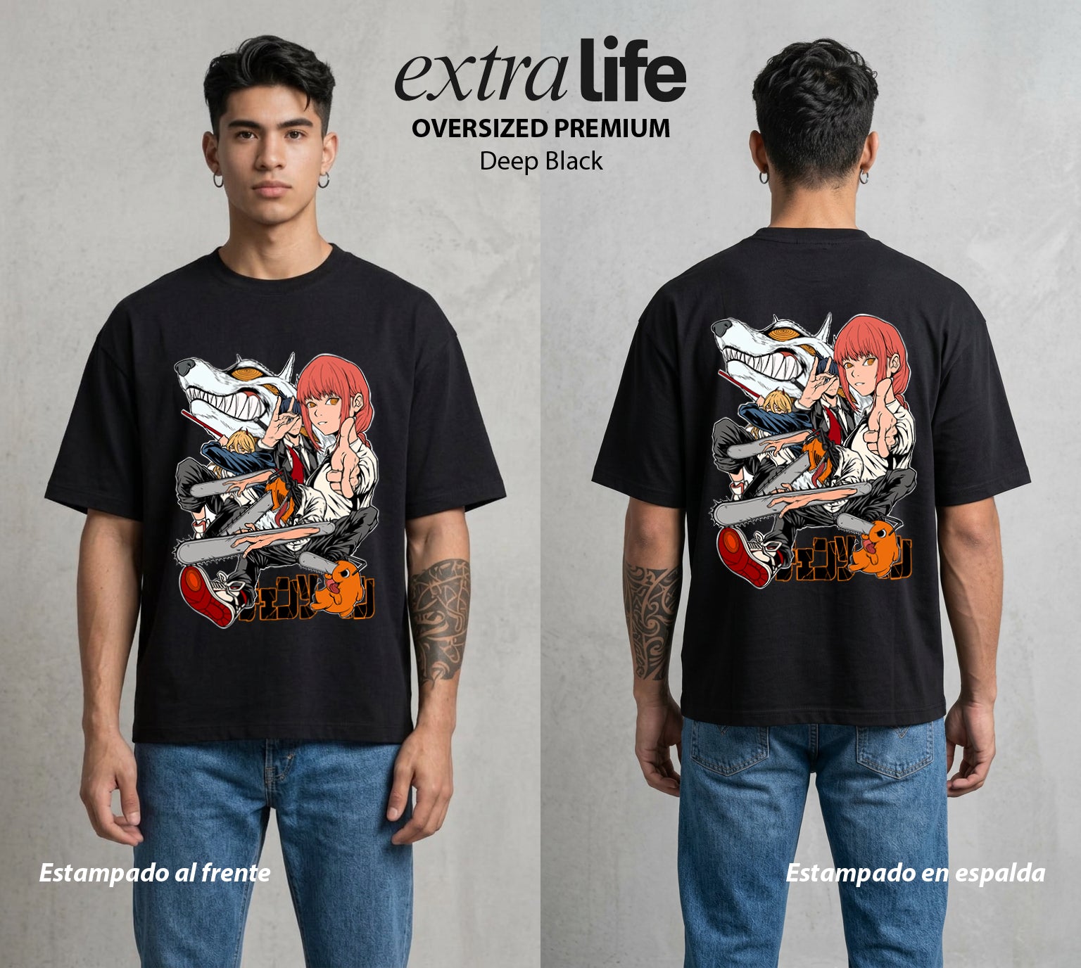 El Contrato Infernal | El Equipo del Contrato #00384 - Playera Oversized Premium | Deep Black - Foto en modelo