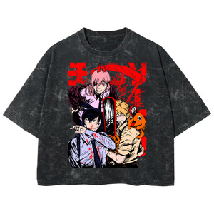 Playera streetwear premium de anime y gaming ExtraLife MX, corte boxy deluxe mineral wash heavyweight en color Acid Wash, moda urbana mexicana de culto.