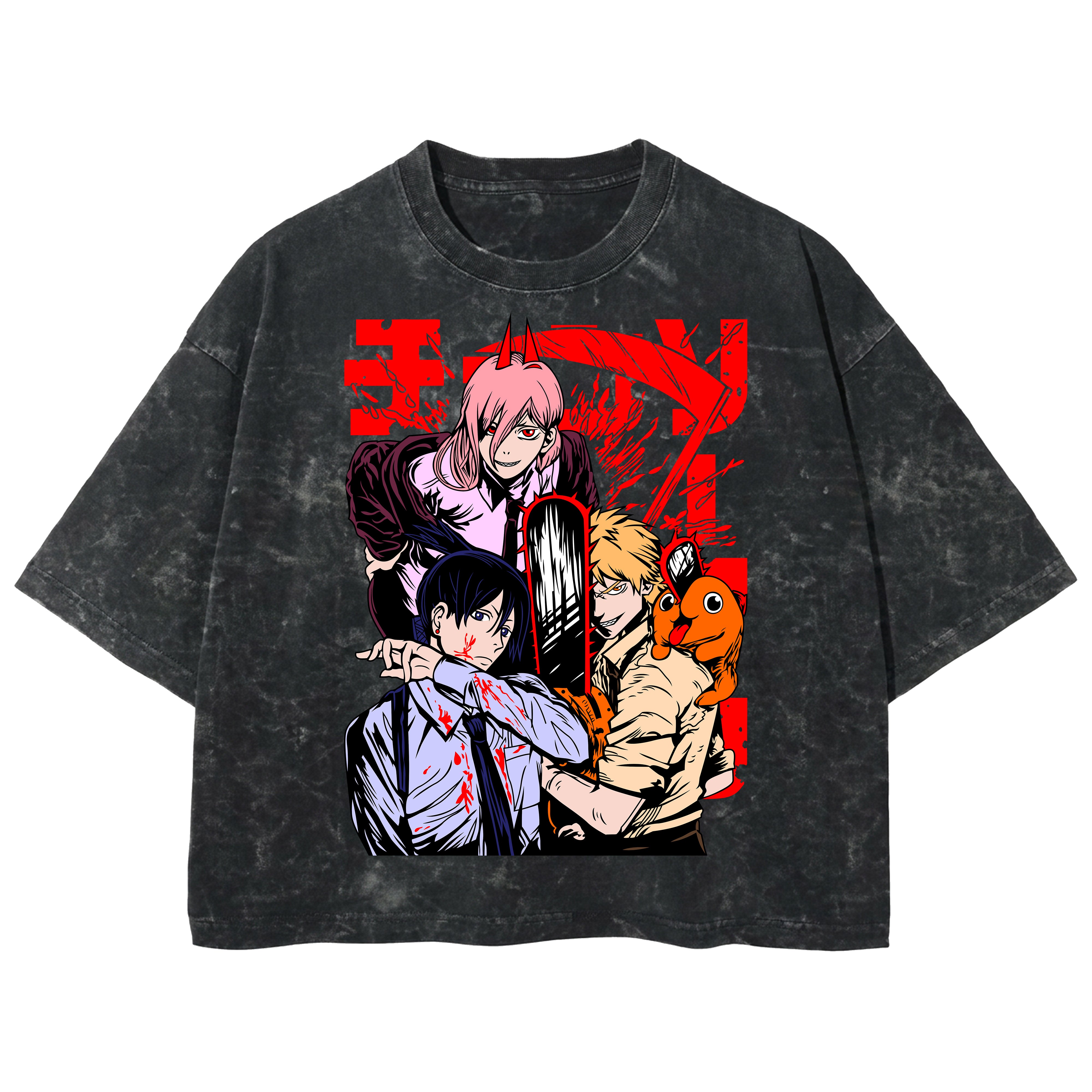 Playera streetwear premium de anime y gaming ExtraLife MX, corte boxy deluxe mineral wash heavyweight en color Acid Wash, moda urbana mexicana de culto.