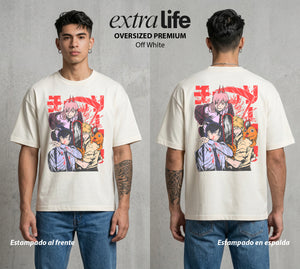 El Contrato Infernal | Los Cazadores de Demonios #00385 - Playera Oversized Premium | Off White - Foto en modelo