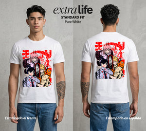 El Contrato Infernal | Los Cazadores de Demonios #00385 - Playera Standard Fit | Pure White - Foto en modelo