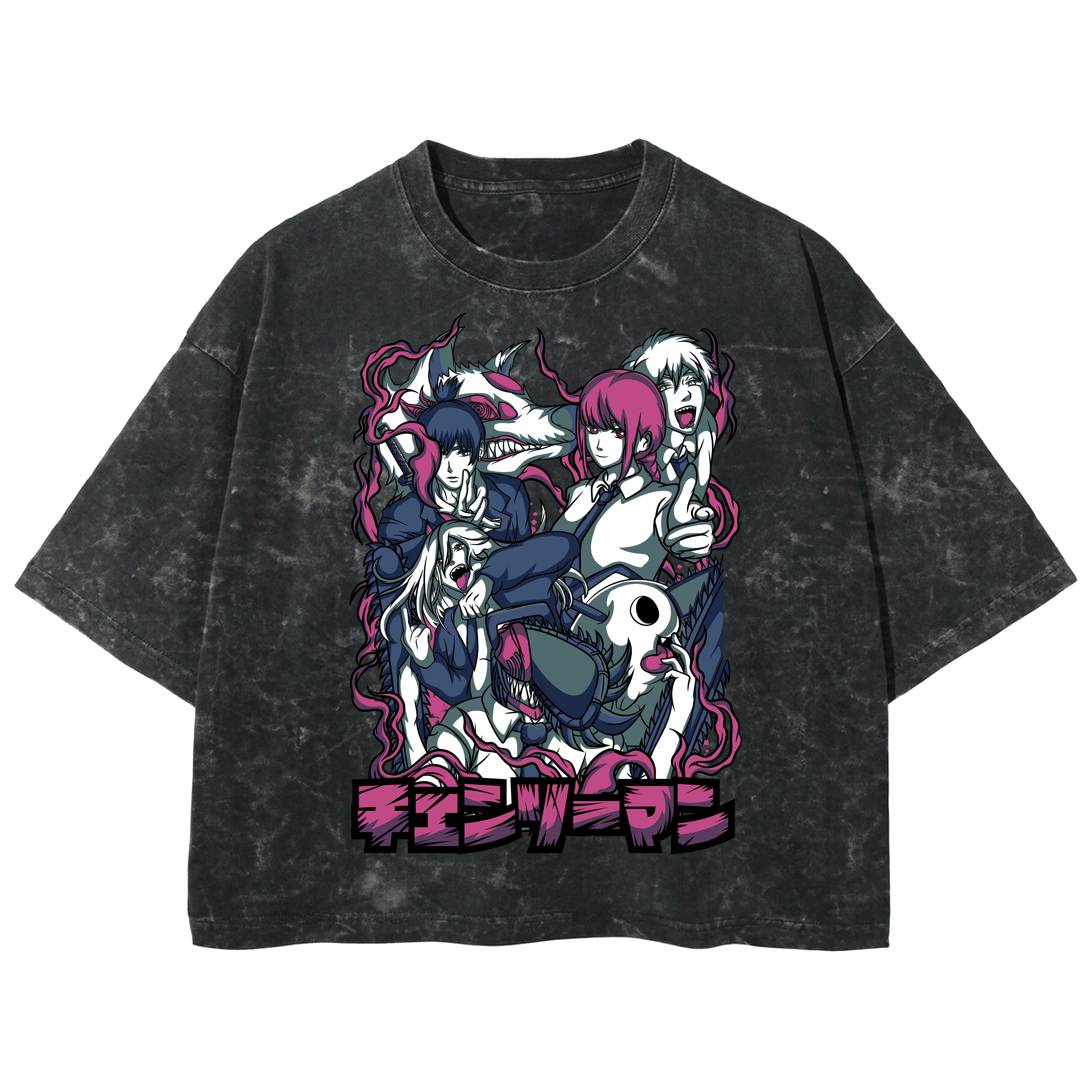 Playera streetwear premium de anime y gaming ExtraLife MX, corte boxy deluxe mineral wash heavyweight en color Acid Wash, moda urbana mexicana de culto.