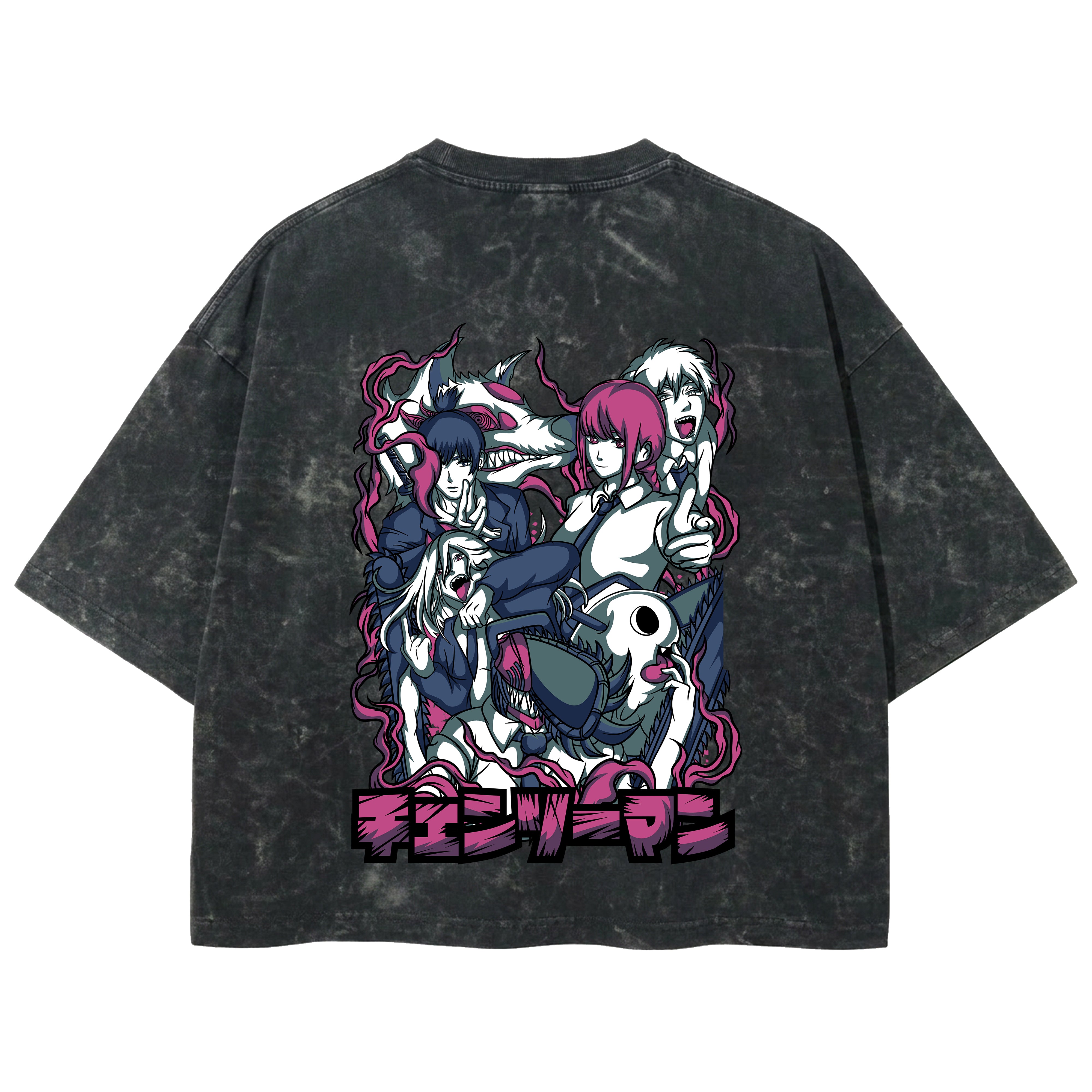 Playera streetwear premium de anime y gaming ExtraLife MX, corte boxy deluxe mineral wash heavyweight en color Acid Wash, moda urbana mexicana de culto.