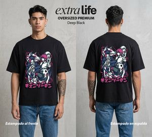 El Contrato Infernal | El Equipo del Contrato #00386 - Playera Oversized Premium | Deep Black - Foto en modelo