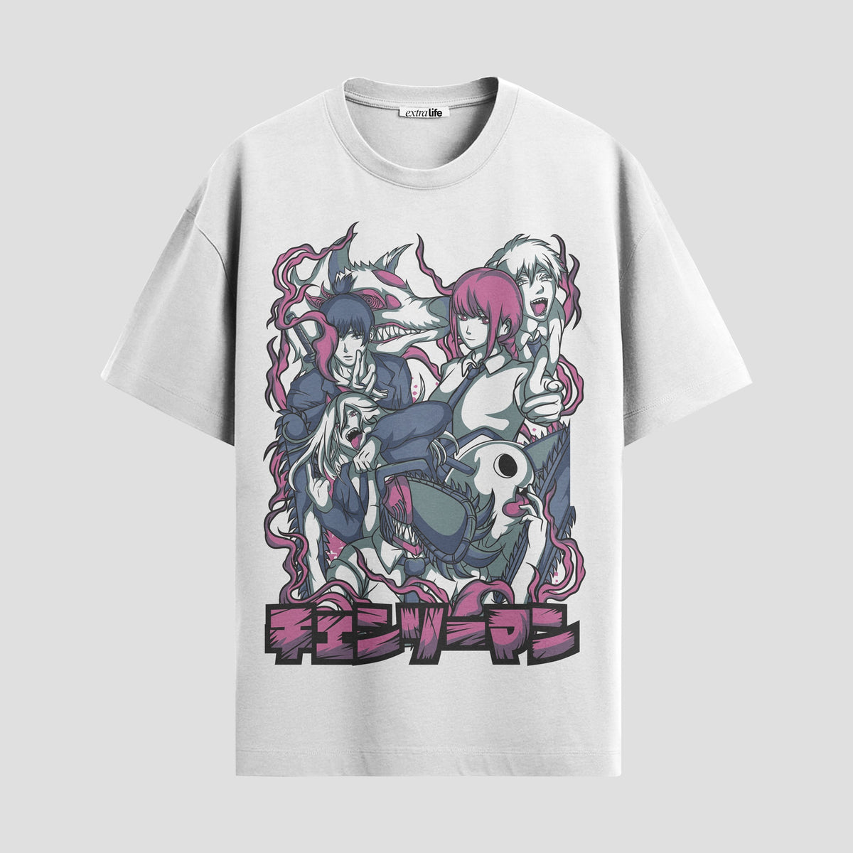 Playera urbana de anime y gaming ExtraLife MX, corte Classic Premium unisex ligero y transpirable en color Deep Black y Pure White, ropa de uso diario para gym y casual.