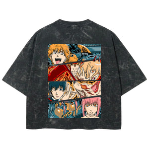 Playera streetwear premium de anime y gaming ExtraLife MX, corte boxy deluxe mineral wash heavyweight en color Acid Wash, moda urbana mexicana de culto.