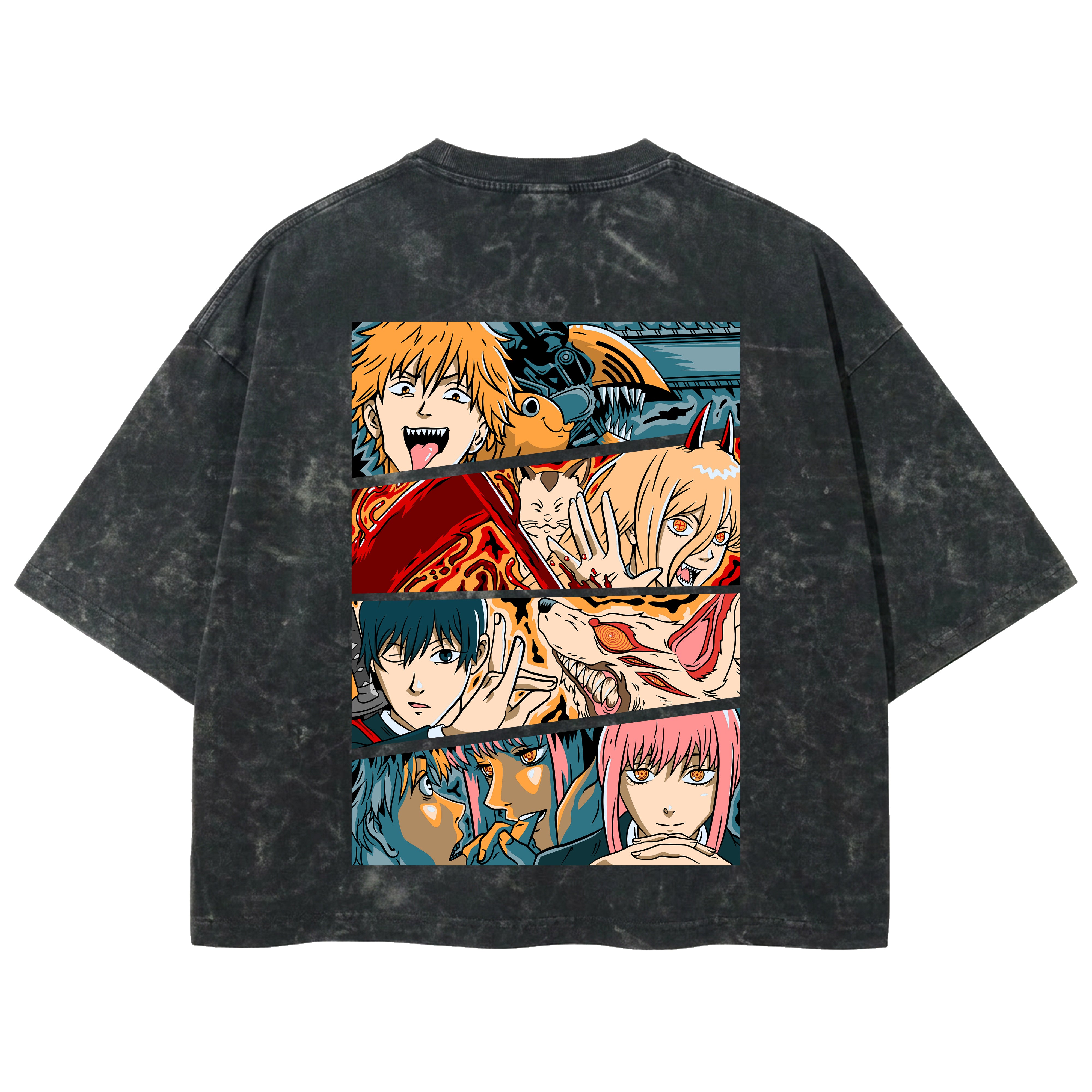 Playera streetwear premium de anime y gaming ExtraLife MX, corte boxy deluxe mineral wash heavyweight en color Acid Wash, moda urbana mexicana de culto.